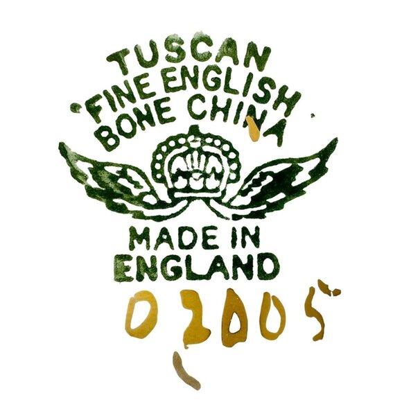 Vintage Tuscan Fine English Bone China Tea Trio Set Green White Floral Design - Picture 4 of 5